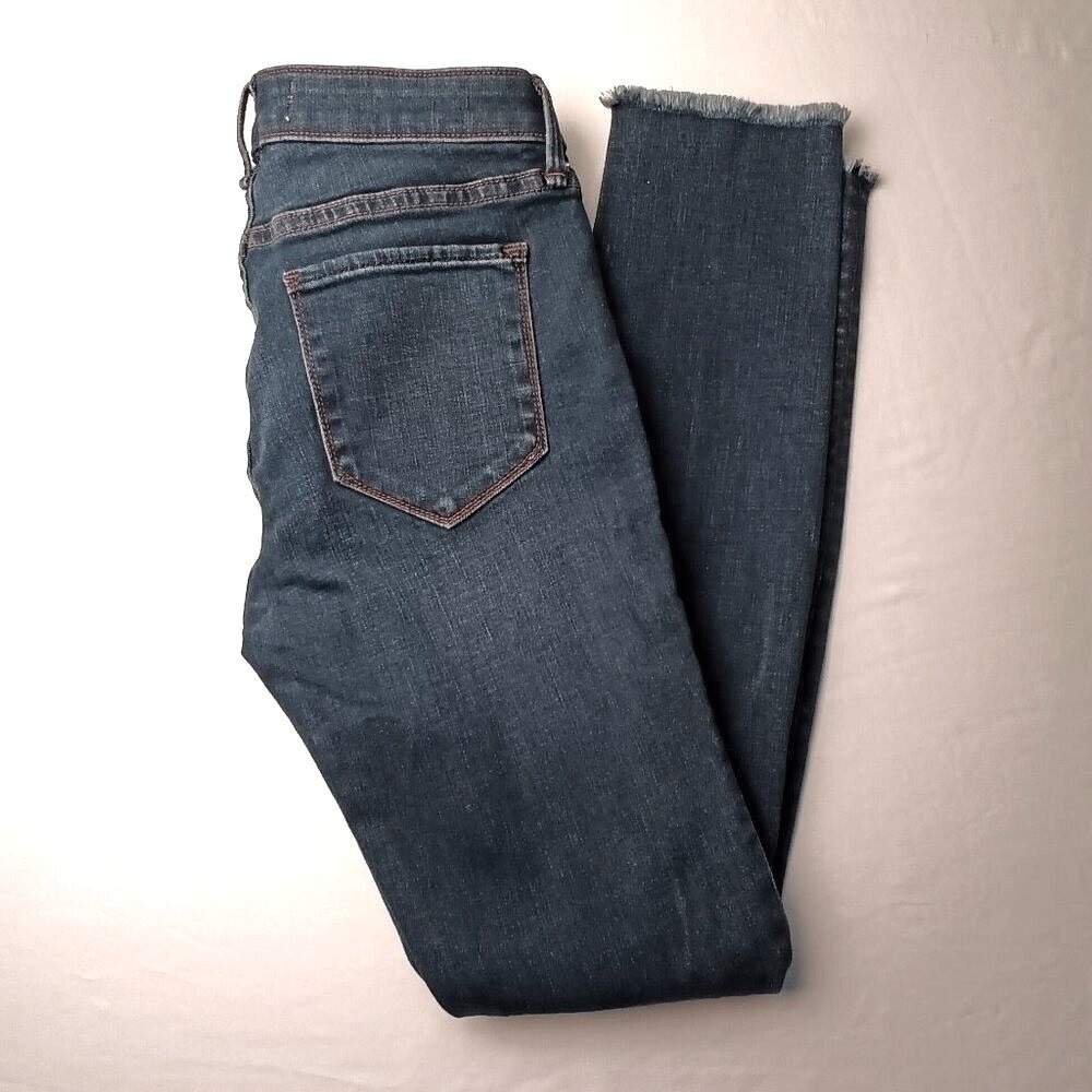 Abercrombie & Fitch Women Super Skinny Jeans Blue 27 Distressed Raw Hem Mid Rise